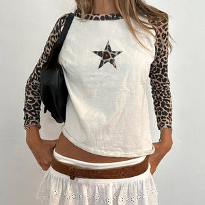 Star Leopard Long Sleeve Top