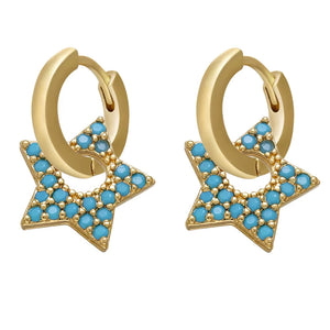 Y2K Star Drop Hoops Earrings