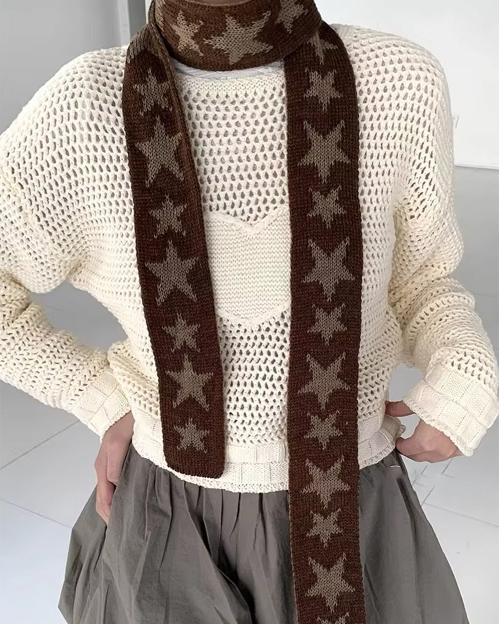 Y2K Star Skinny Scarf